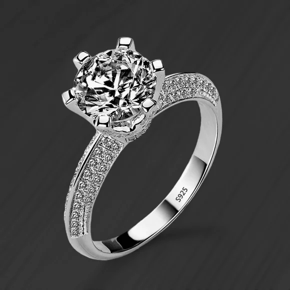 Sterling silver diamond 2 carat ring - Picture 2 of 2